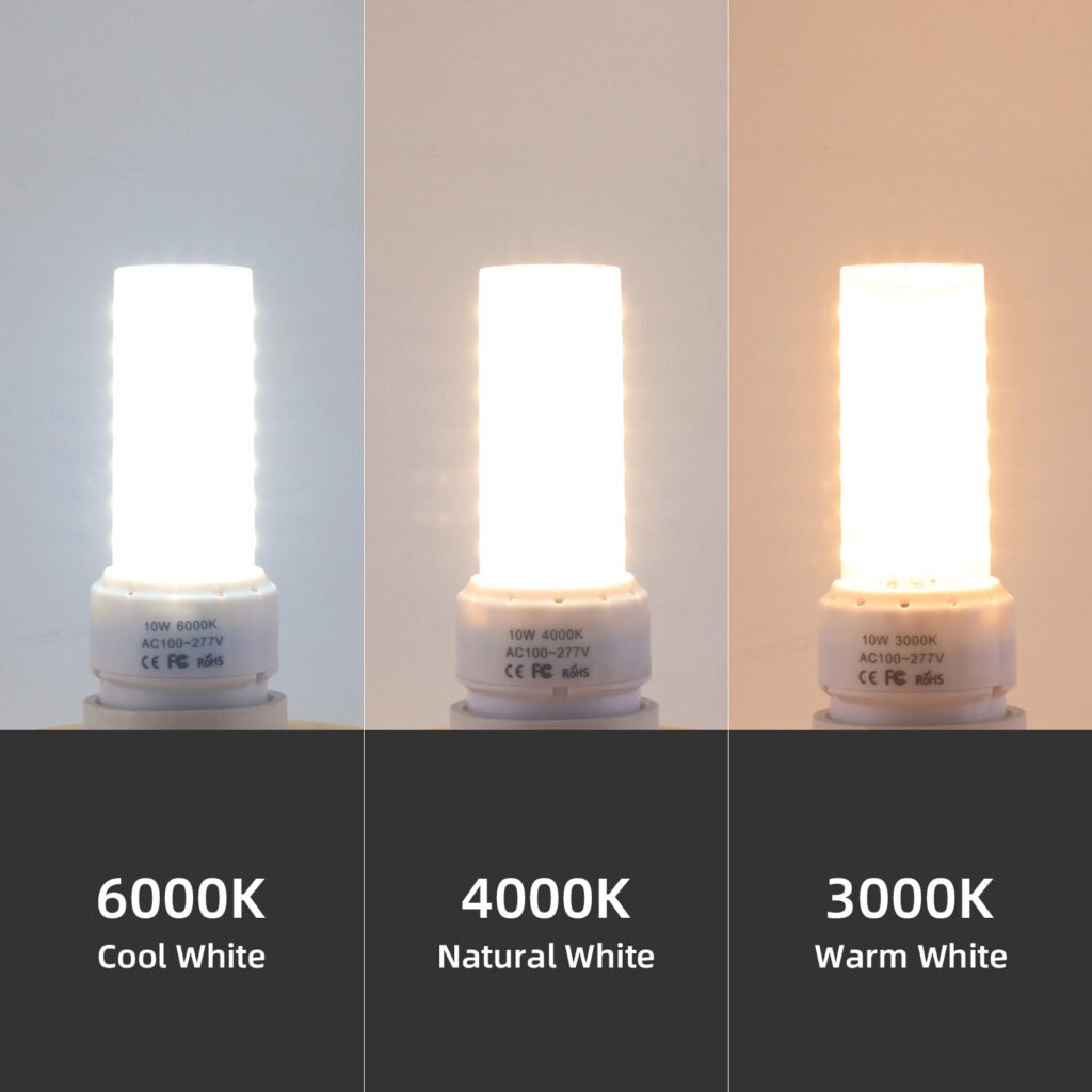 Three GU24 10W LED bulbs shown in 3000K 4000K and 6000K color temperatures