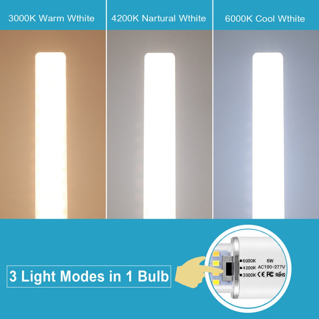 G23 6W LED bulb with selectable 3000K 4200K and 6000K color temperatures