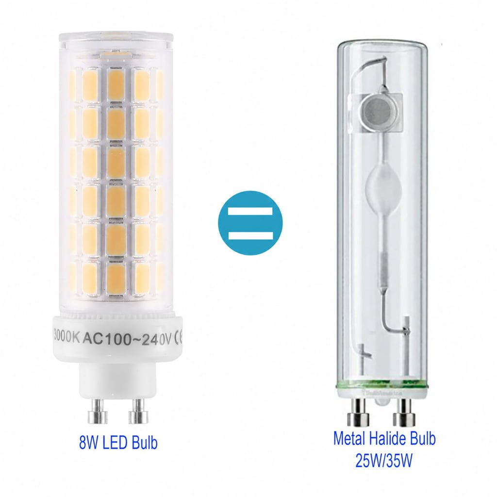 GU6.5 8W LED bulb replacement for 25W and 35W metal halide bulbs