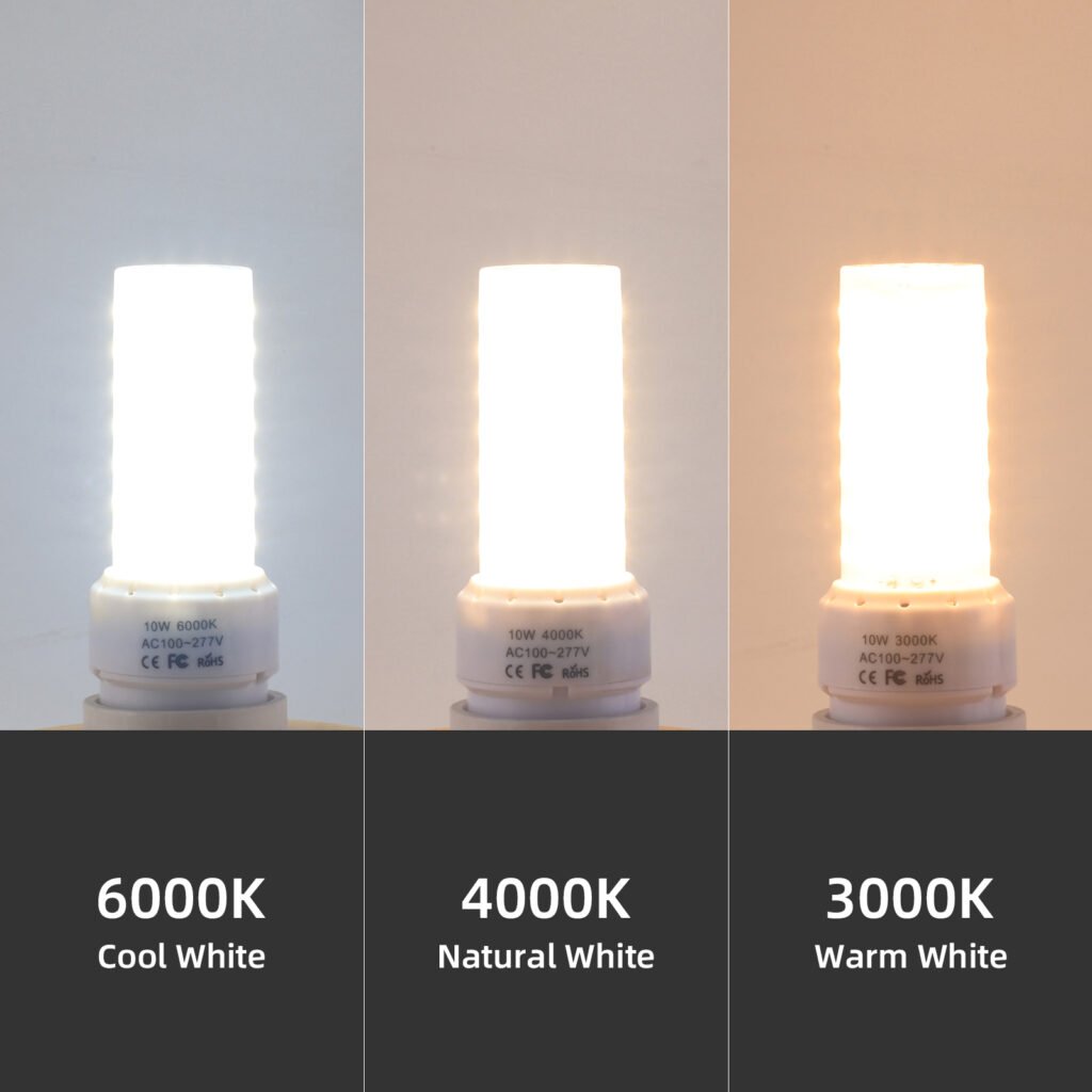 GX23-2 10W LED bulbs shown in 3000K 4000K and 6000K color temperatures