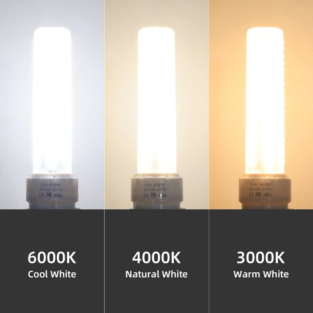 PG12-1 12W LED bulbs shown in 3000K 4000K and 6000K color temperatures